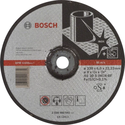 BOSCH	حجر جلخ  9 بوصة ستانلس ستيل 6مم 	2608600541