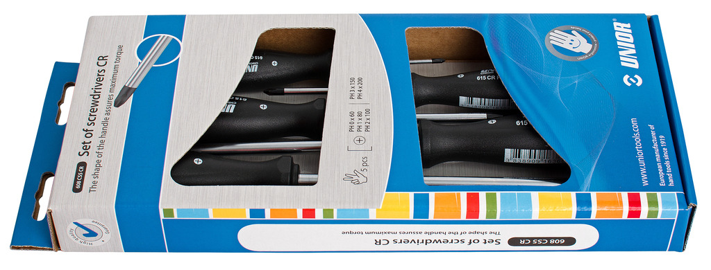 UNIOR	UN-617028	طقم مفك يد أسود صليبة 5 قطع