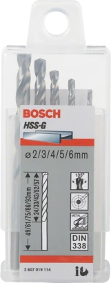BOSCH	علبة بنط حدادى 5 قطع مقاسات 6,5,4,3,2 مم HSS-G	2607019114