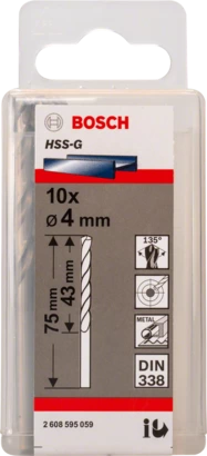 BOSCH	علبة بنط حدادى 10 قطع  قطر 7 مم HSS-G	2608595070