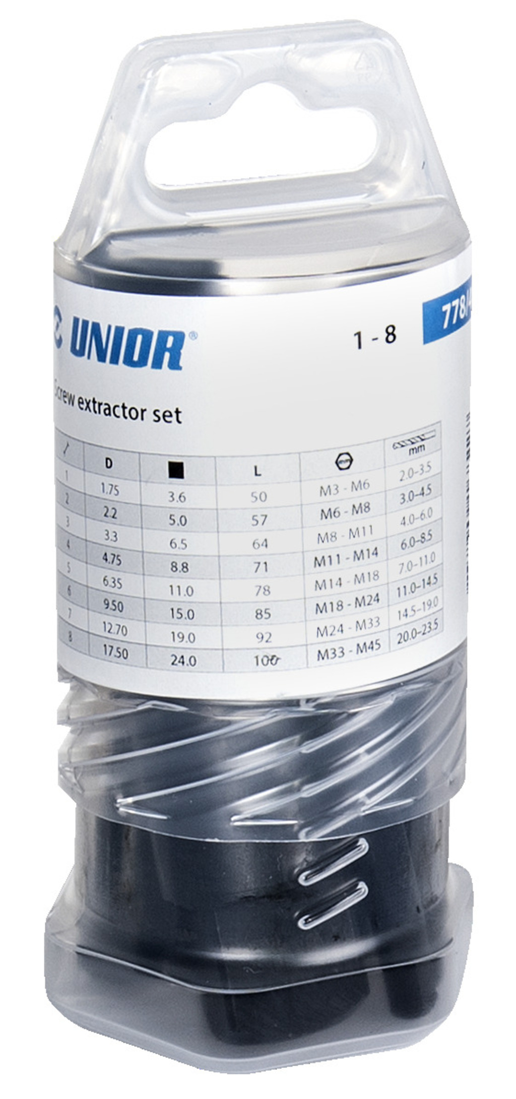 UNIOR	UN-616822	طقم ايزى اوت من 1 : 8 مم / 8 قطع