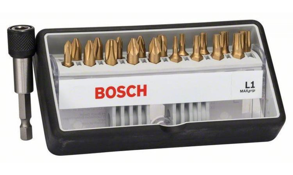 BOSCH	تشكيله من سنون المفكات 18 قطعه + ادابتر تيتانيوم	2607002581