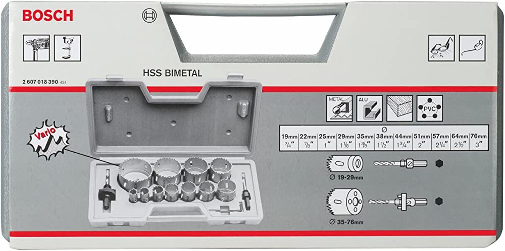 BOSCH	مجموعه من البنط المنشاريه 14 قطعه للحديد  من 19 : 76 مم	2607018390