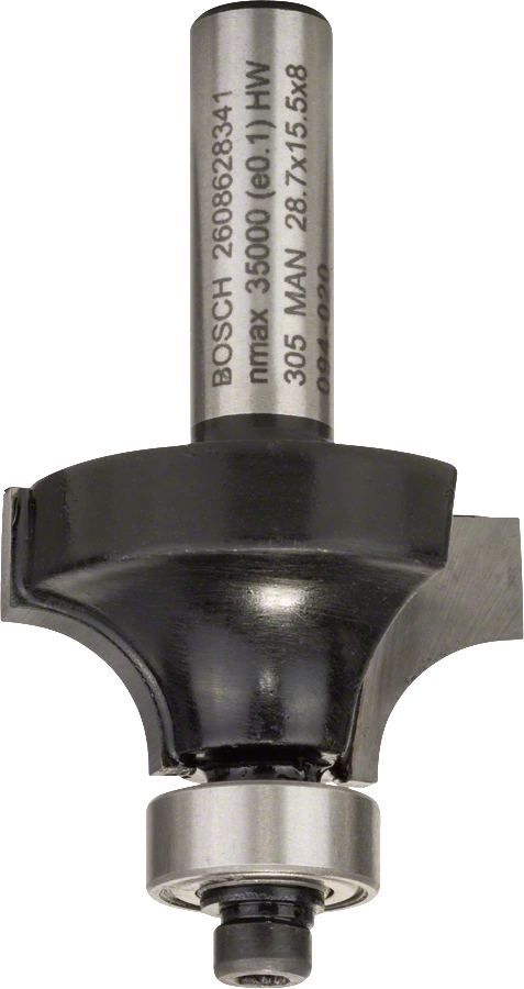 BOSCH	بنطة راوتر لتدوير الحواف قطر 8 مم - اجمالى الطول 53 مم	2608628341